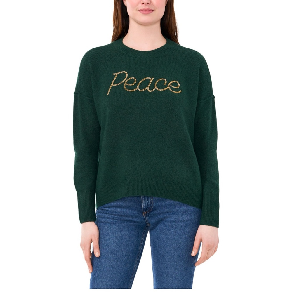 NWT Vince Camuto Sweater Gold Beaded Peace